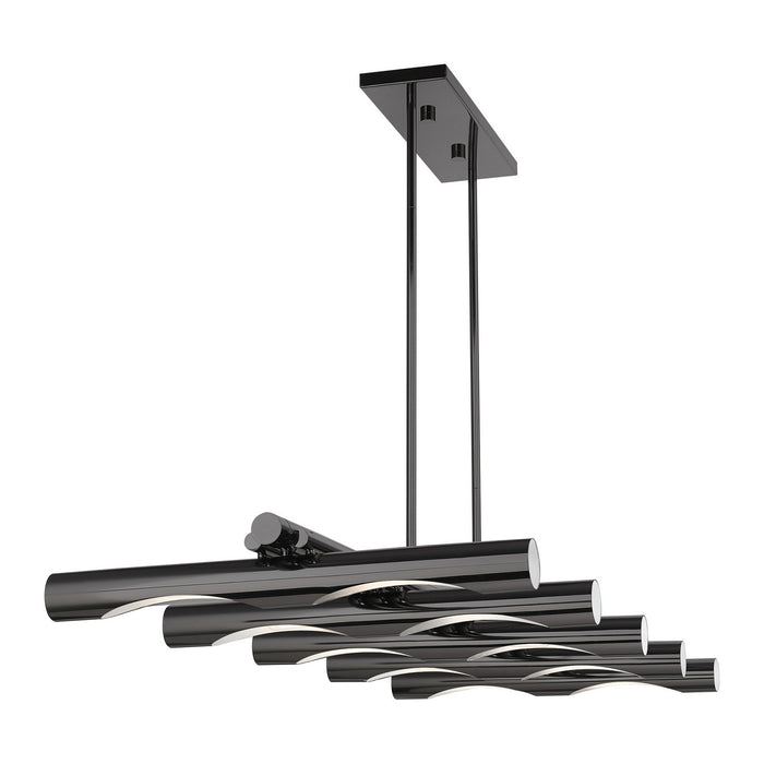 Livex Lighting 45918-46 Ten Light Linear Chandelier, Black Chrome