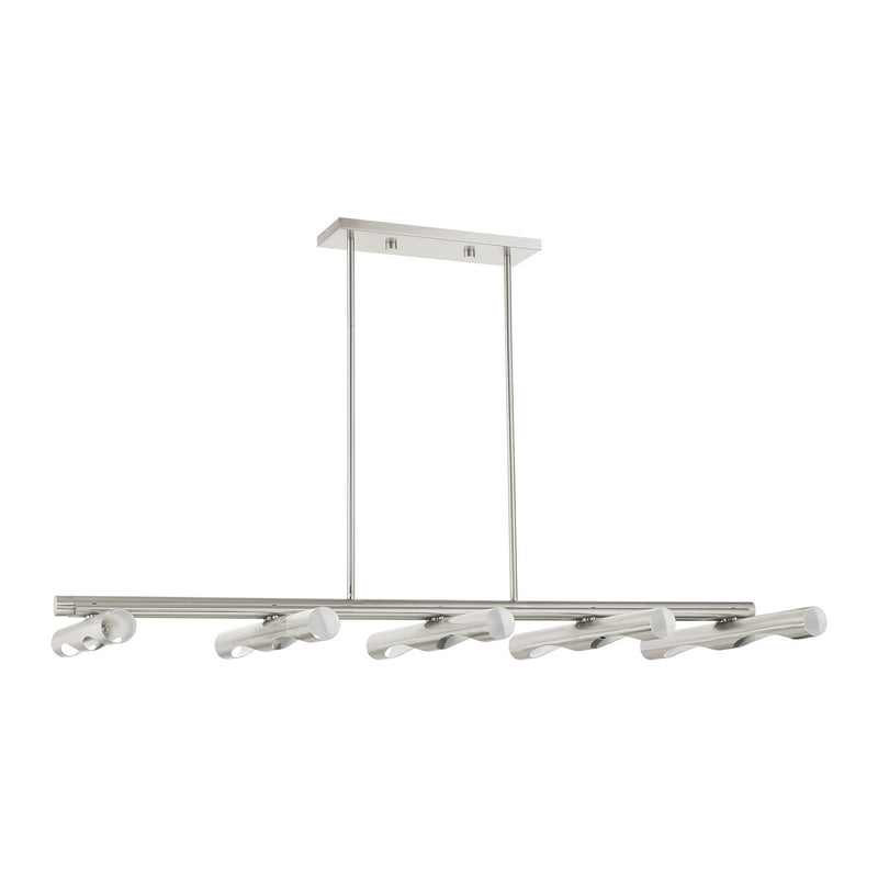 Livex Lighting 45918-91 Ten Light Linear Chandelier, Brushed Nickel