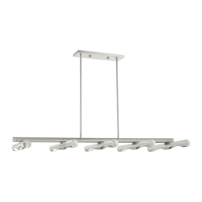 Livex Lighting 45918-91 Ten Light Linear Chandelier, Brushed Nickel