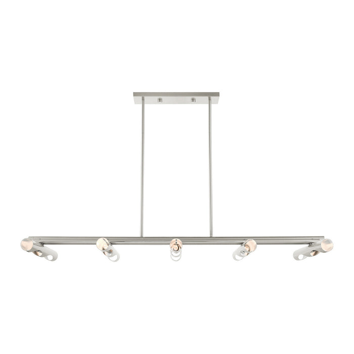 Livex Lighting 45918-91 Ten Light Linear Chandelier, Brushed Nickel