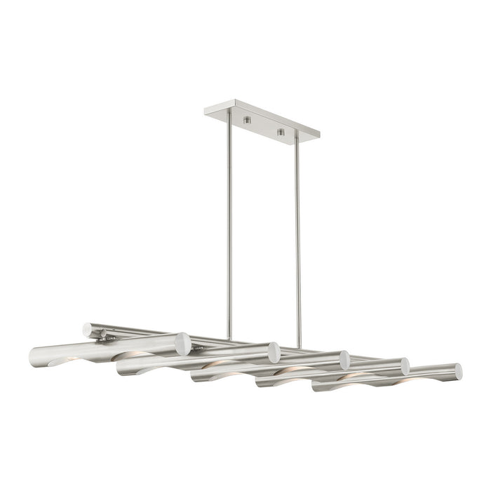 Livex Lighting 45918-91 Ten Light Linear Chandelier, Brushed Nickel