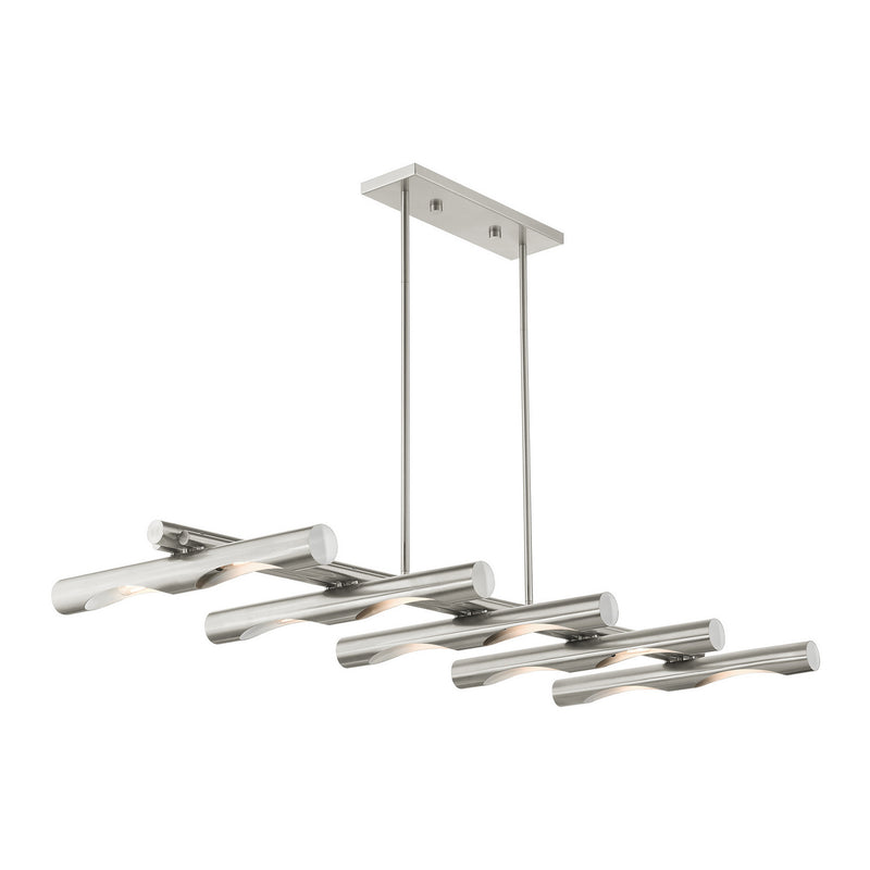 Livex Lighting 45918-91 Ten Light Linear Chandelier, Brushed Nickel