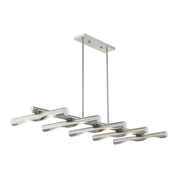 Livex Lighting 45918-91 Ten Light Linear Chandelier, Brushed Nickel