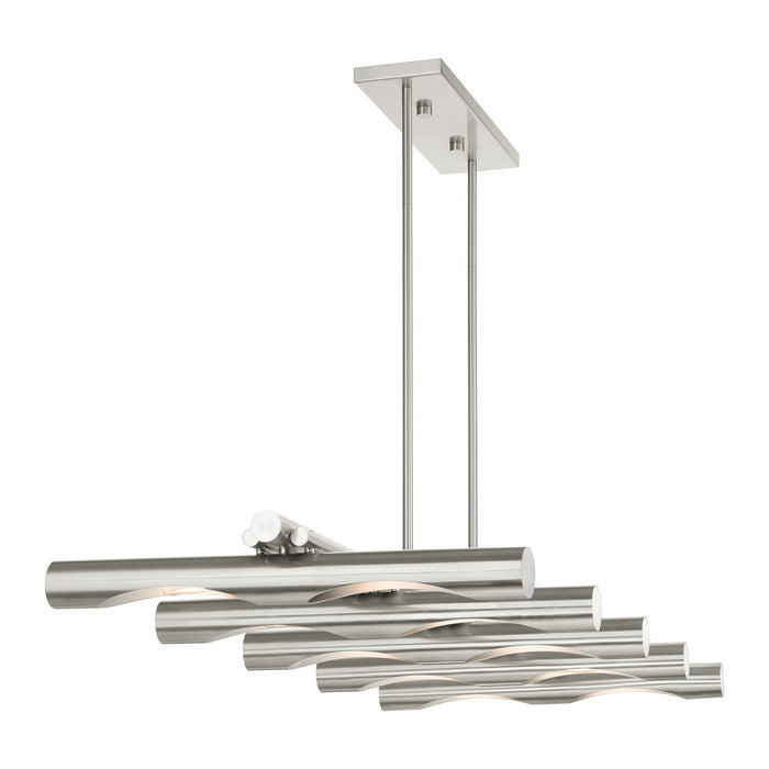 Livex Lighting 45918-91 Ten Light Linear Chandelier, Brushed Nickel