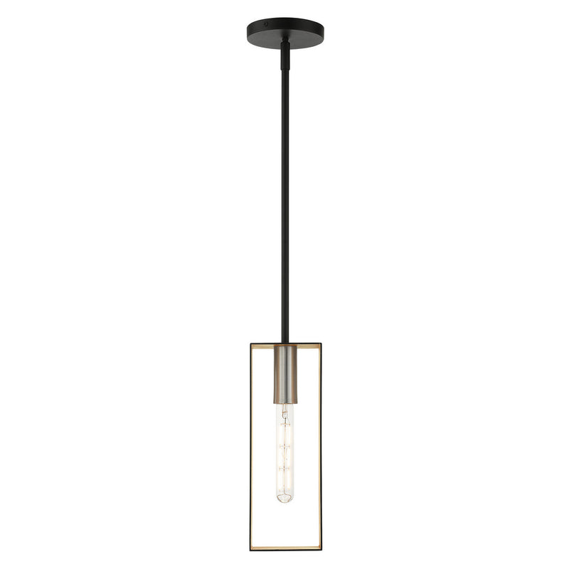 Livex Lighting 45951-14 One Light Pendant, Textured Black w/ Brushed Nickels