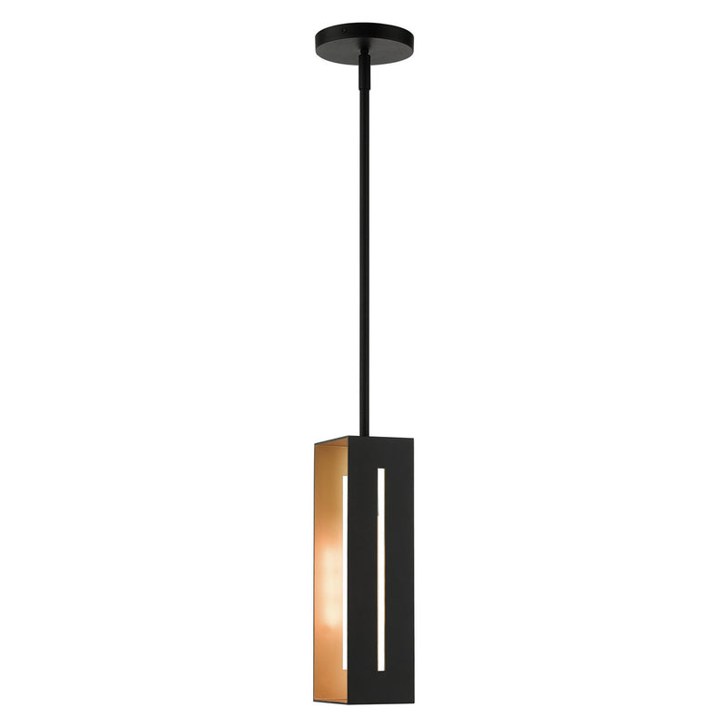 Livex Lighting 45951-14 One Light Pendant, Textured Black w/ Brushed Nickels