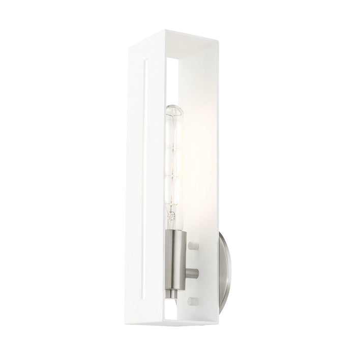 Livex Lighting 45953-13 One Light Wall Sconce, Textured White w/ Brushed Nickels