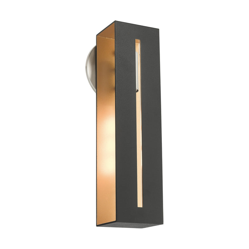 Livex Lighting 45953-14 One Light Wall Sconce, Textured Black w/ Brushed Nickels