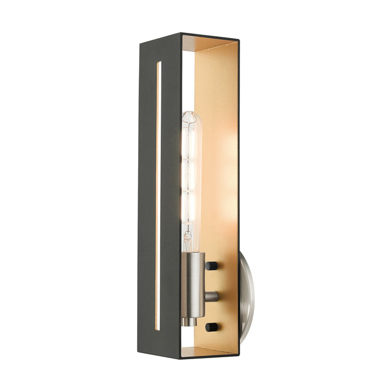 Livex Lighting 45953-14 One Light Wall Sconce, Textured Black w/ Brushed Nickels