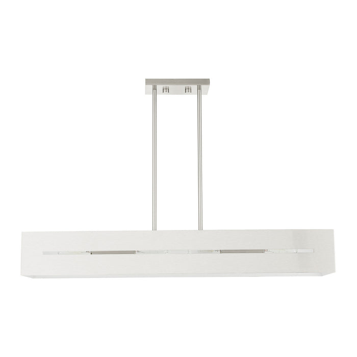 Livex Lighting 45957-91 Four Light Linear Chandelier, Brushed Nickel