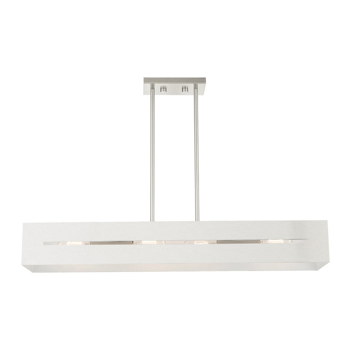 Livex Lighting 45957-91 Four Light Linear Chandelier, Brushed Nickel