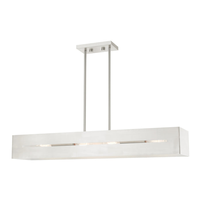 Livex Lighting 45957-91 Four Light Linear Chandelier, Brushed Nickel