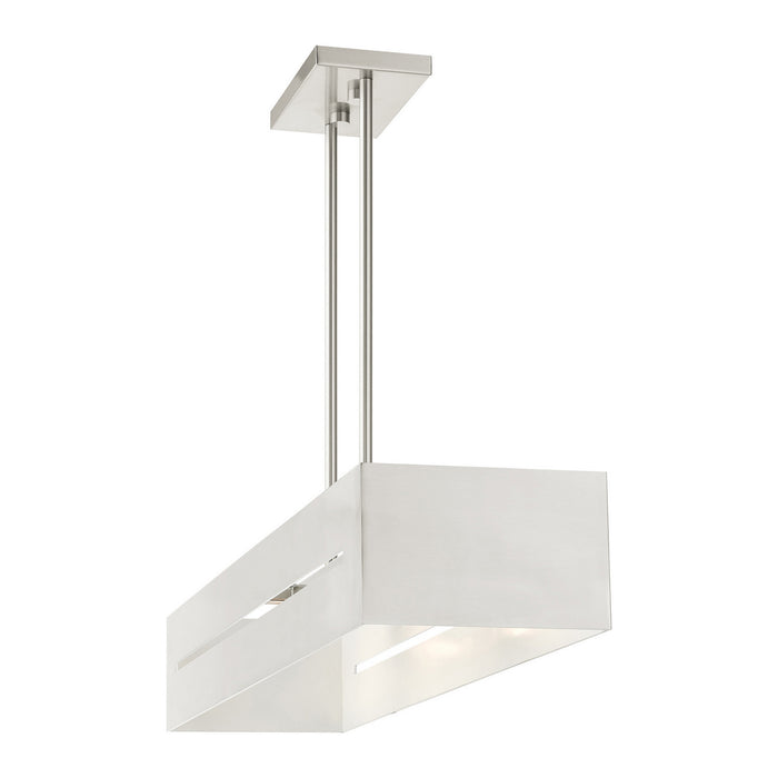 Livex Lighting 45957-91 Four Light Linear Chandelier, Brushed Nickel