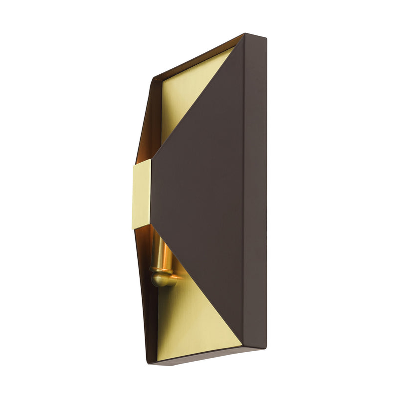 Livex Lighting 46002-07 Two Light Wall Sconce, Bronze w/ Satin Brasss