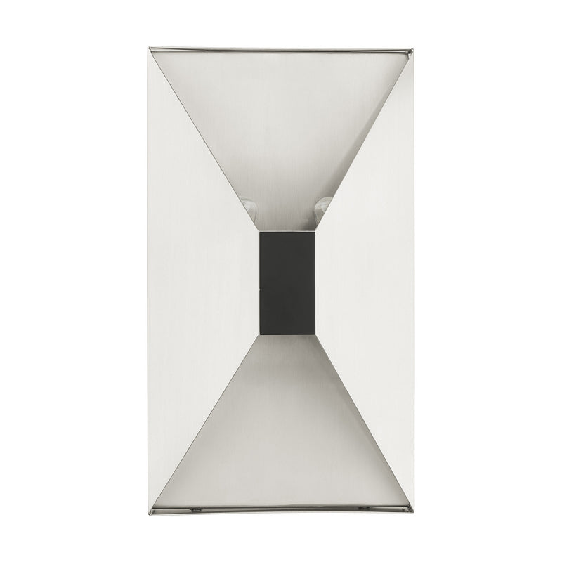 Livex Lighting 46002-91 Two Light Wall Sconce, Brushed Nickel w/ Black