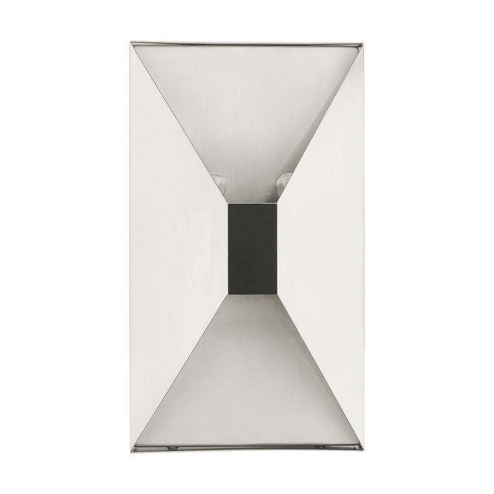 Livex Lighting 46002-91 Two Light Wall Sconce, Brushed Nickel w/ Black