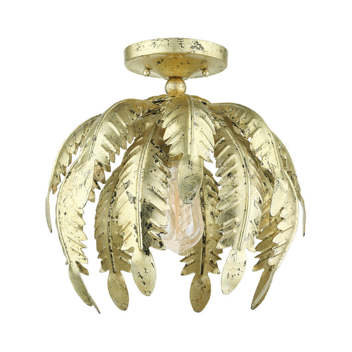 Livex Lighting 46231-28 One Light Semi Flush Mount, Hand Applied Winter Gold