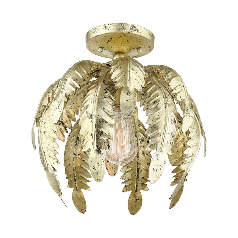 Livex Lighting 46231-28 One Light Semi Flush Mount, Hand Applied Winter Gold