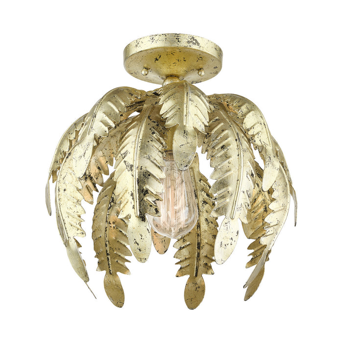 Livex Lighting 46231-28 One Light Semi Flush Mount, Hand Applied Winter Gold