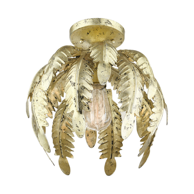 Livex Lighting 46231-28 One Light Semi Flush Mount, Hand Applied Winter Gold