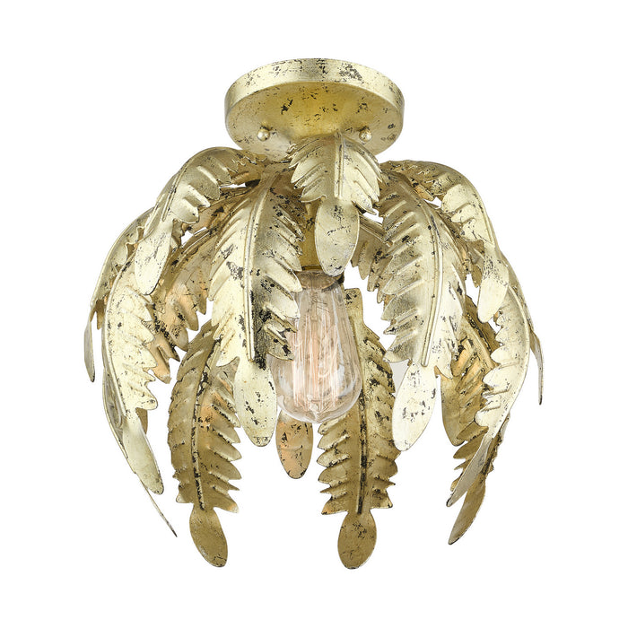 Livex Lighting 46231-28 One Light Semi Flush Mount, Hand Applied Winter Gold