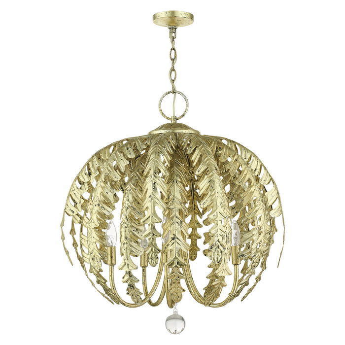 Livex Lighting 46235-28 Five Light Chandelier, Hand Applied Winter Gold