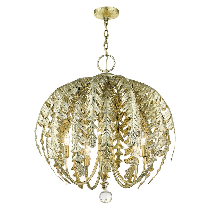 Livex Lighting 46235-28 Five Light Chandelier, Hand Applied Winter Gold
