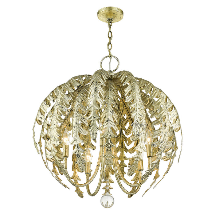 Livex Lighting 46235-28 Five Light Chandelier, Hand Applied Winter Gold