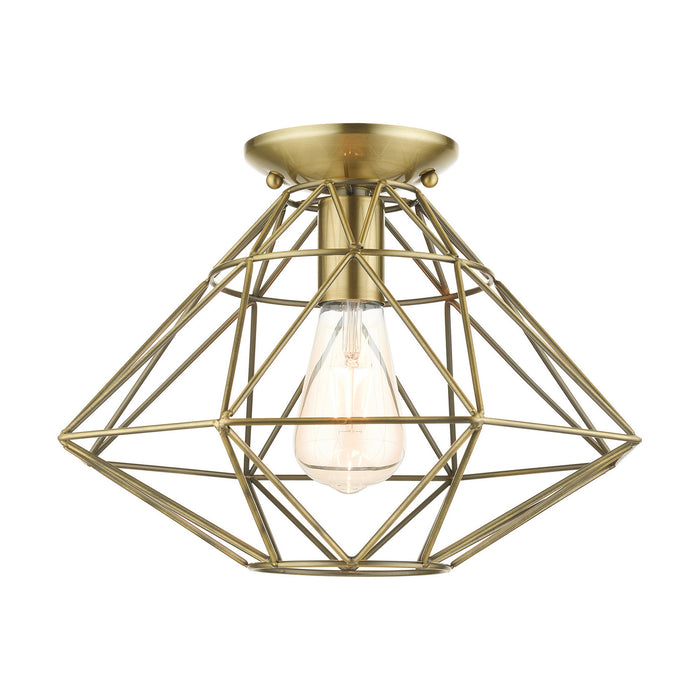 Livex Lighting 46248-01 One Light Flush Mount, Antique Brass