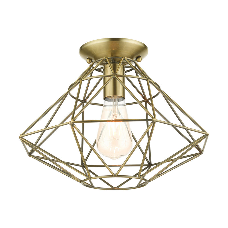 Livex Lighting 46248-01 One Light Flush Mount, Antique Brass