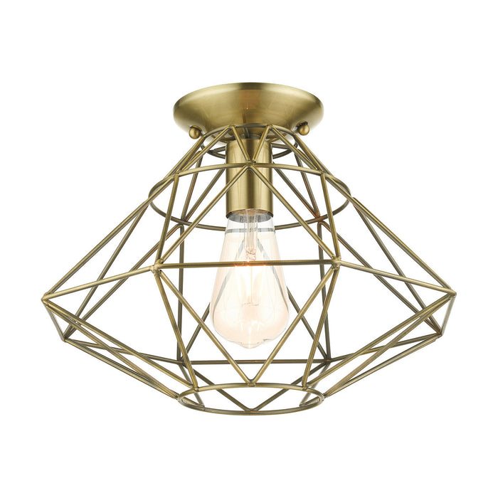 Livex Lighting 46248-01 One Light Flush Mount, Antique Brass