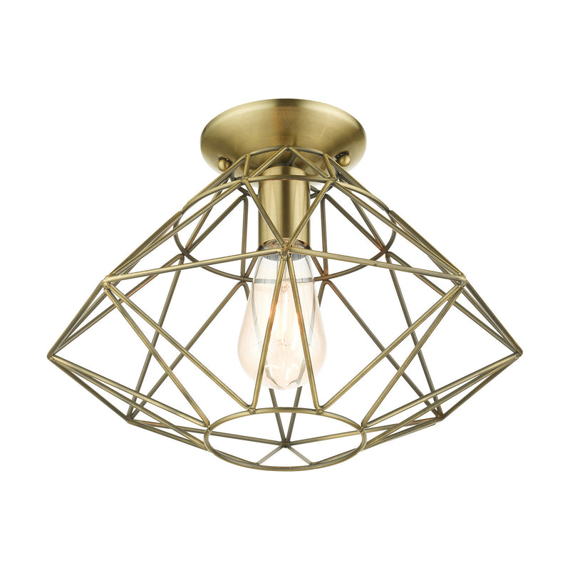 Livex Lighting 46248-01 One Light Flush Mount, Antique Brass