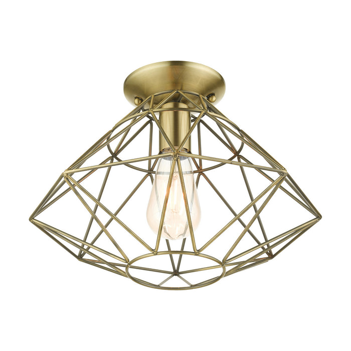 Livex Lighting 46248-01 One Light Flush Mount, Antique Brass