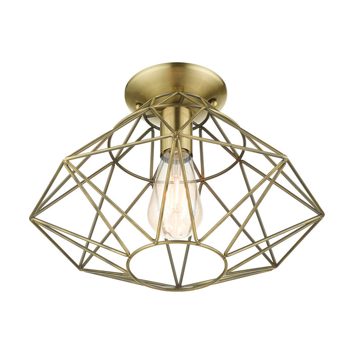 Livex Lighting 46248-01 One Light Flush Mount, Antique Brass