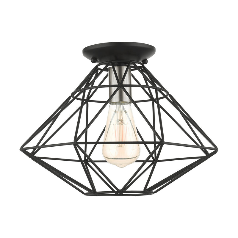 Livex Lighting 46248-04 One Light Flush Mount, Black w/ Brushed Nickels