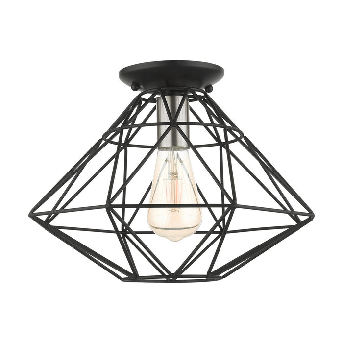 Livex Lighting 46248-04 One Light Flush Mount, Black w/ Brushed Nickels