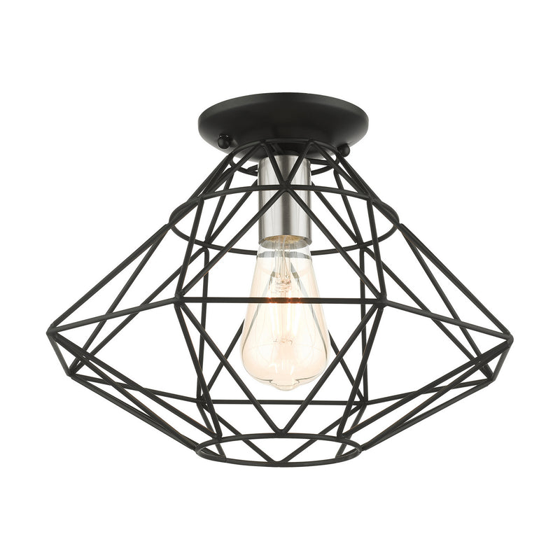 Livex Lighting 46248-04 One Light Flush Mount, Black w/ Brushed Nickels