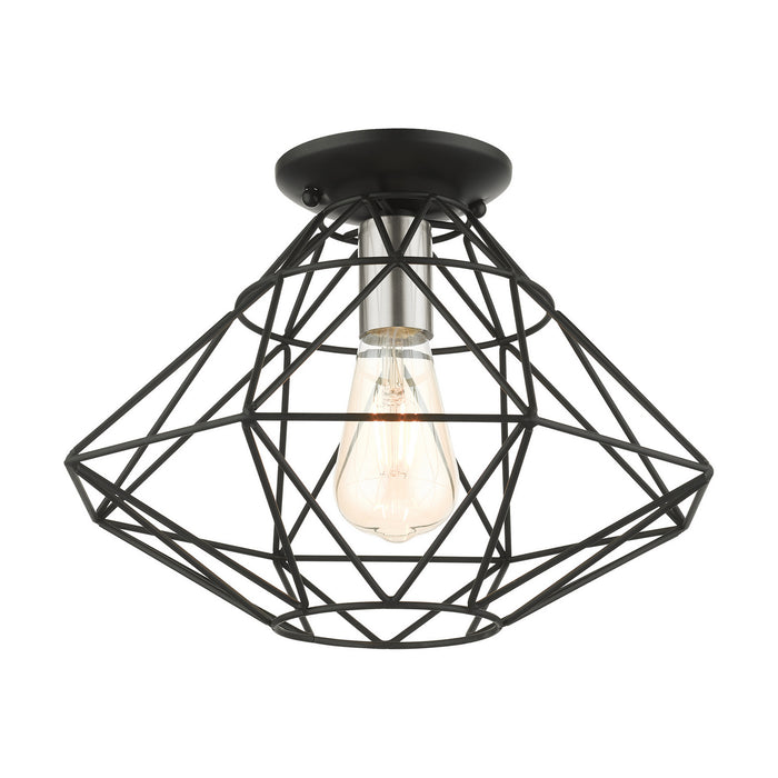 Livex Lighting 46248-04 One Light Flush Mount, Black w/ Brushed Nickels