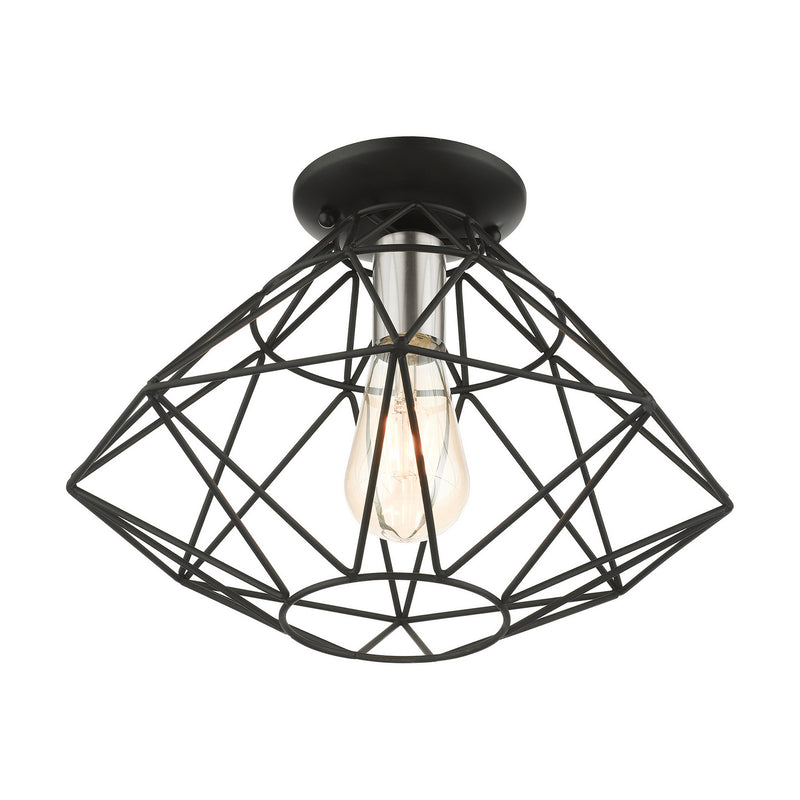 Livex Lighting 46248-04 One Light Flush Mount, Black w/ Brushed Nickels
