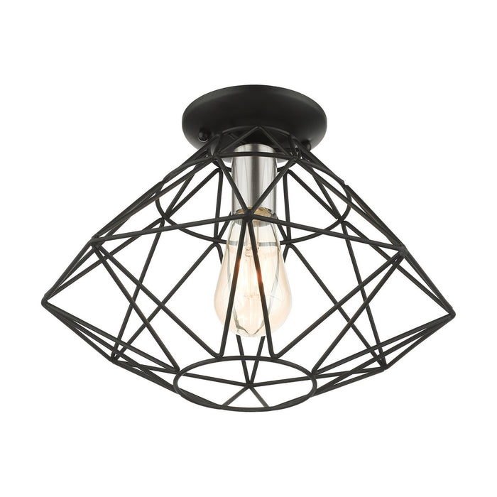 Livex Lighting 46248-04 One Light Flush Mount, Black w/ Brushed Nickels