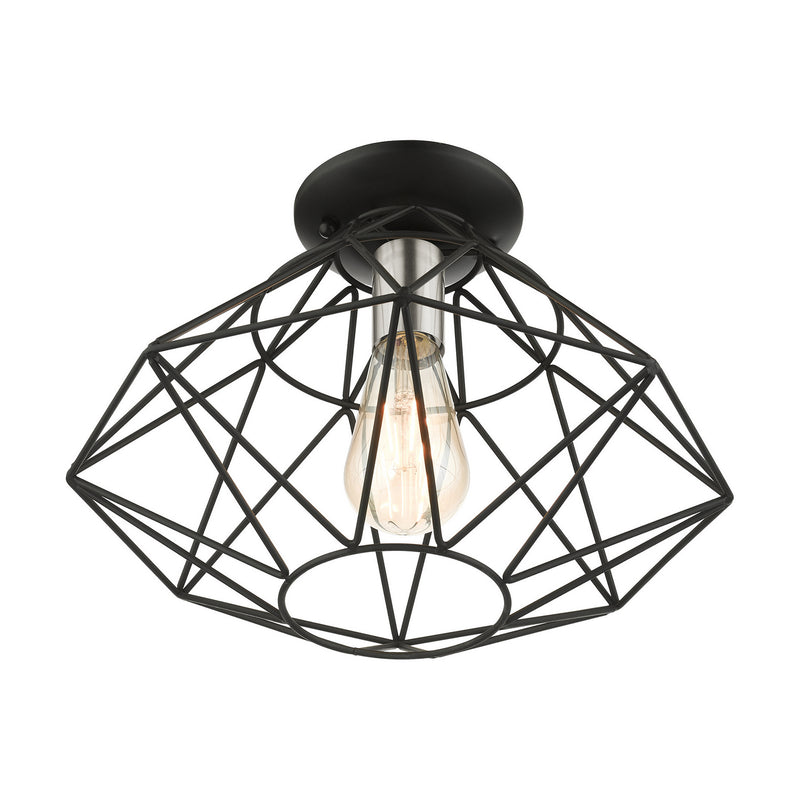 Livex Lighting 46248-04 One Light Flush Mount, Black w/ Brushed Nickels