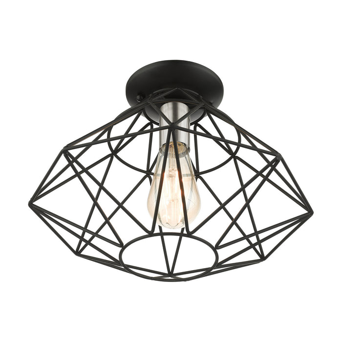 Livex Lighting 46248-04 One Light Flush Mount, Black w/ Brushed Nickels