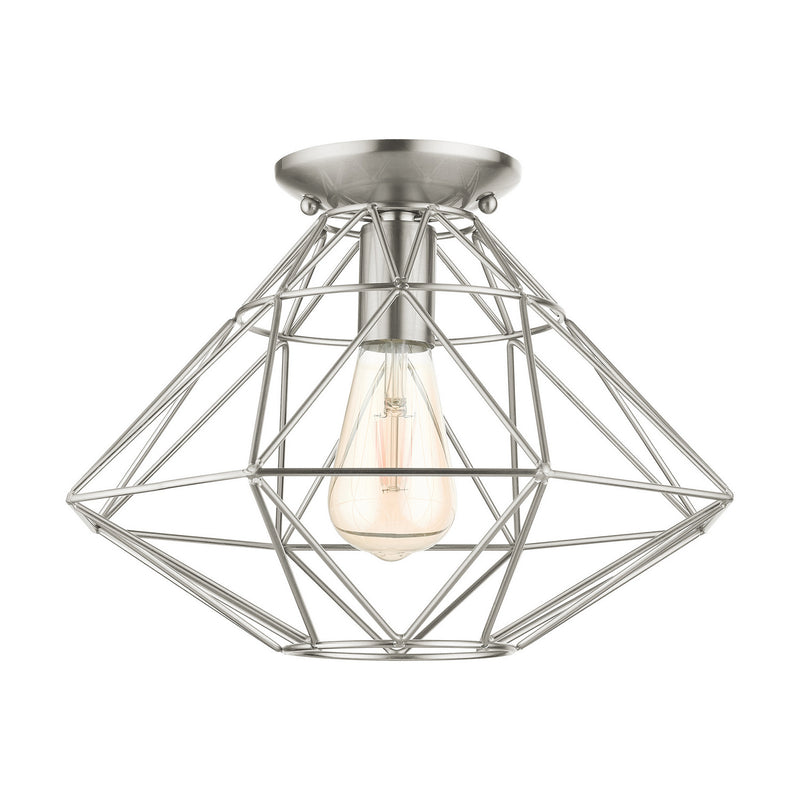 Livex Lighting 46248-91 One Light Flush Mount, Brushed Nickel