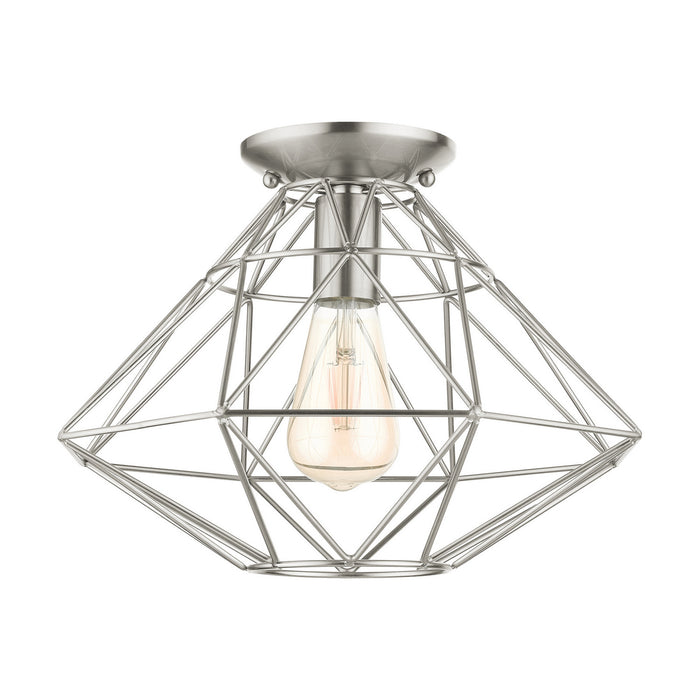 Livex Lighting 46248-91 One Light Flush Mount, Brushed Nickel