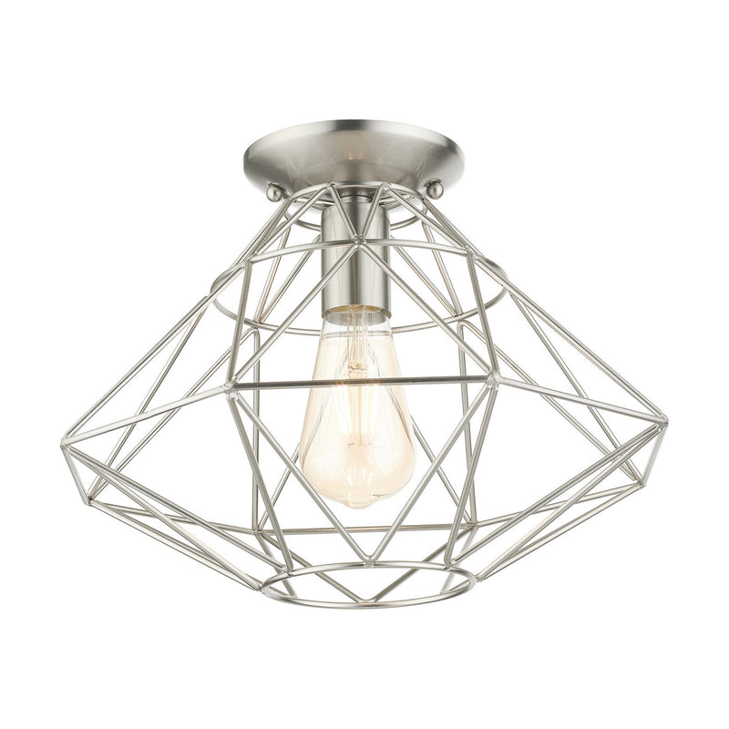 Livex Lighting 46248-91 One Light Flush Mount, Brushed Nickel