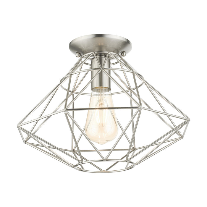 Livex Lighting 46248-91 One Light Flush Mount, Brushed Nickel