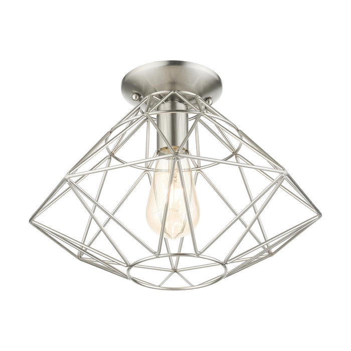 Livex Lighting 46248-91 One Light Flush Mount, Brushed Nickel