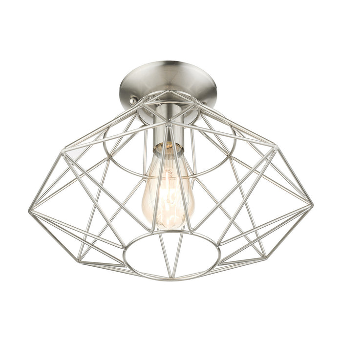 Livex Lighting 46248-91 One Light Flush Mount, Brushed Nickel
