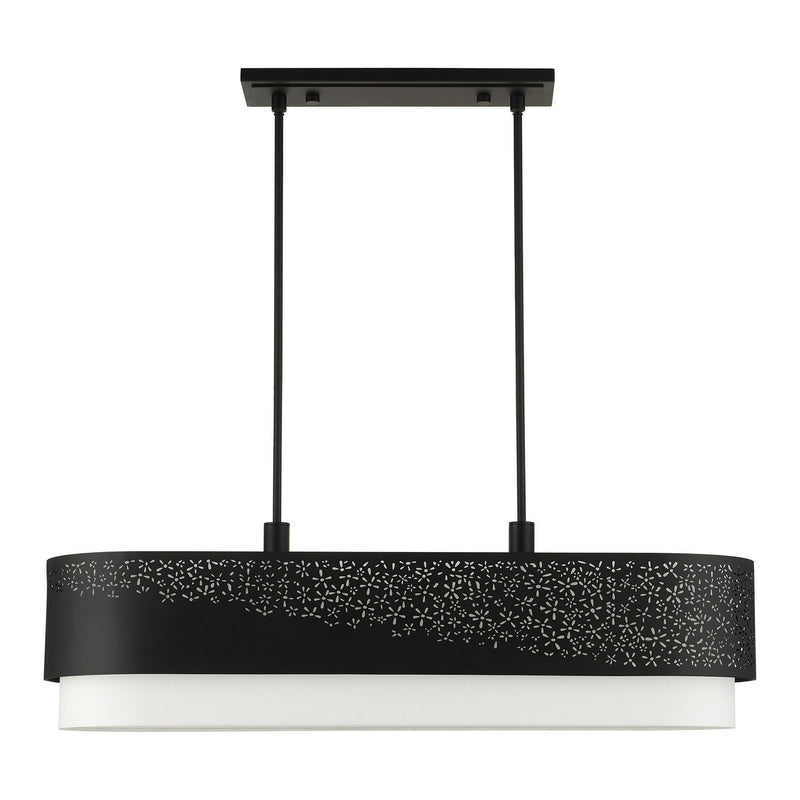 Livex Lighting 46258-04 Six Light Linear Chandelier, Black