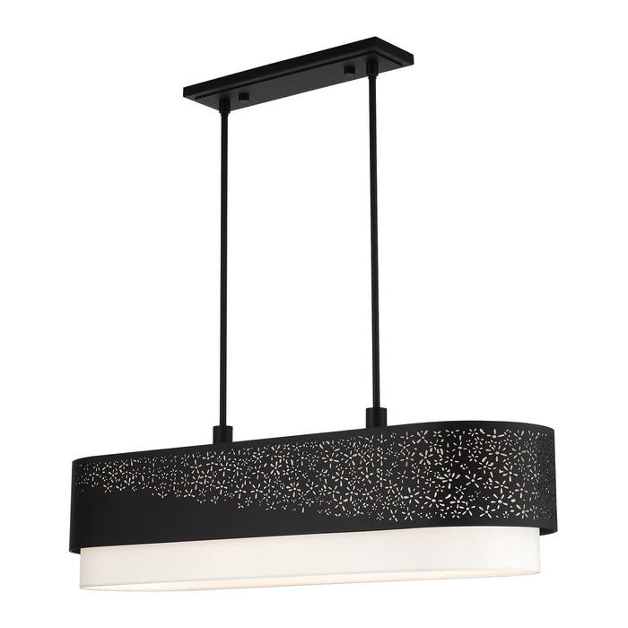 Livex Lighting 46258-04 Six Light Linear Chandelier, Black